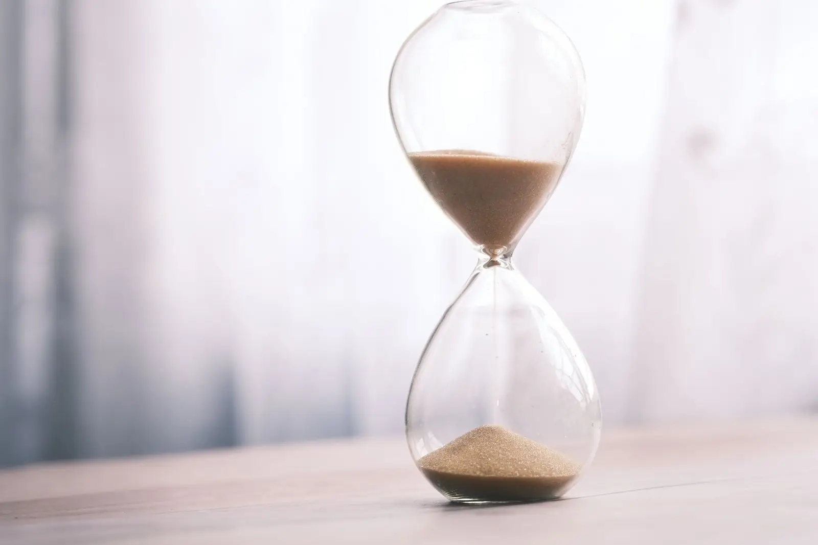 Hourglass on a table